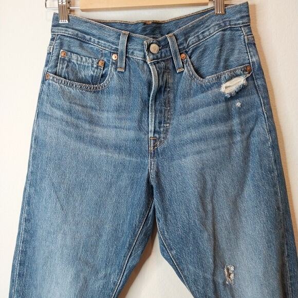 Levi's Jeans 501 Big E Buttonfly Distressed Women's Blue Denim Pants Size 27‎ - Picture 8 of 9